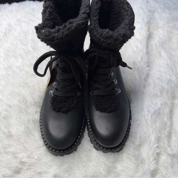 Bootlegger | Black NWT 7 1/2 Military Combat Lace Up Sherpa Leather Boots - Picture 3 of 13